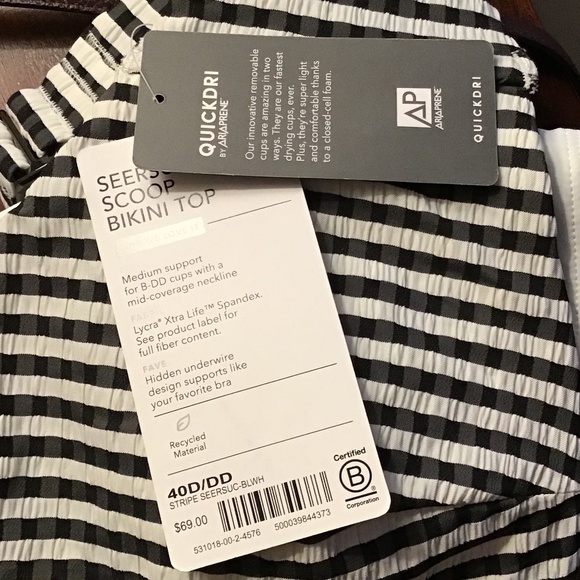 NWT Athleta Seersucker Scoop Bra-sized Bikini Top 40 D/DD - Picture 6 of 6